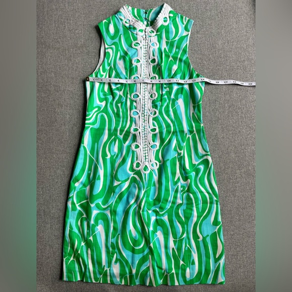 Lily Pulitzer Women’s Alexa Stretch Blue and Green Shift Dress Size 0 - Picture 8 of 10